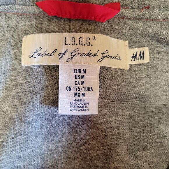 H&M LOGG Red Lined Hooded Windbreaker Vintage Retro Inspired Jacket Mens Size M - Picture 5 of 7